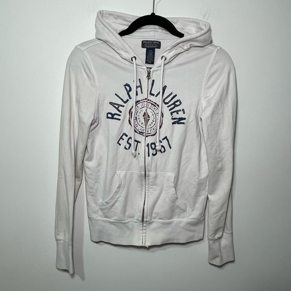 Polo Ralph Lauren Tops - Polo Jeans Company Ralph Lauren White Zip-Up coastal nautical Hoodie Women’s S